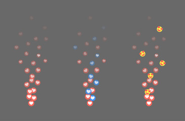 Set of colorful vector hearts for stream. Vector illustration