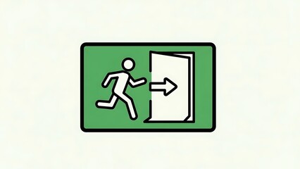 Green Emergency Exit Sign with Running Man.