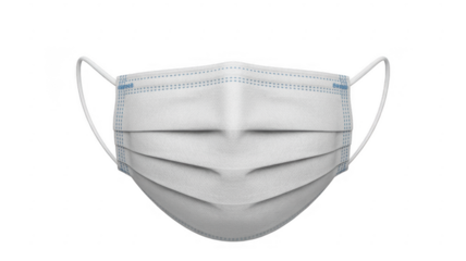 White Surgical Face Mask with Elastic Straps surgical mask isolated on a transparent background