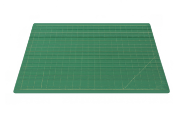 Green cutting mat with grid lines and measurement scales displaying precision for craft, hobby, and diy projects