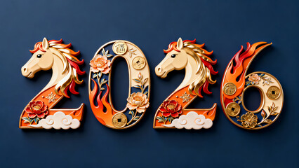 Luxurious golden horse decorations with peonies and auspicious cloud motifs.