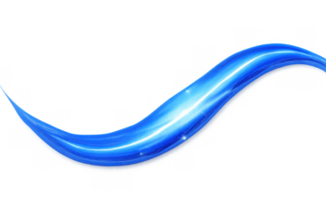 Blue dynamic liquid flow with glowing effect and sparkling light streak, abstract transparent wave element