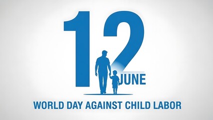 World day against child labor june 12th father and child silhouette graphic illustration