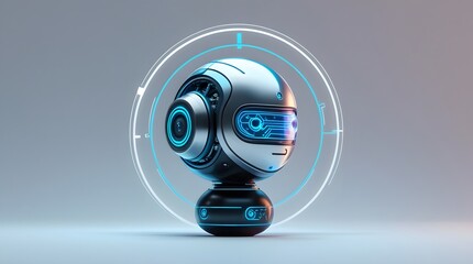 Innovation Technology Symbol: 3D Metallic AI Icon with Blue Glow