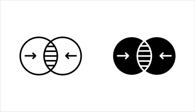 Merging linear icon set. Thin line vector illustration on white background