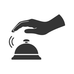 呼び鈴を鳴らす手のシルエットアイコン