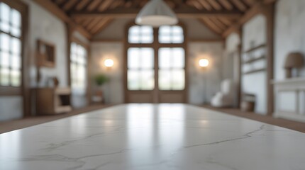 Empty Wooden Table Mockup in Rustic Cottage