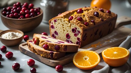 Healthy Cranberry Orange Quick Bread with Erythritol and Olive Oil