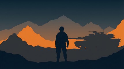 Indian Army Day Tribute with Soldier Silhouettes