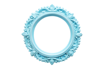 Soft Blue Round Frame PNG with Transparent Background.