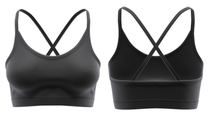 Sports Bra Gym Style, Criss Cross Back, Plain Blank Activewear, Mockup Ready Black
