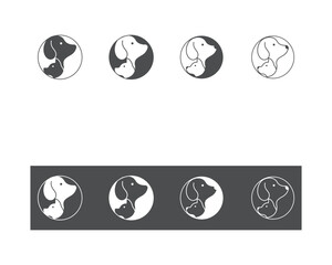 Dog and cat logo design template vector, line of pet logo design suitable for pet shop, store, cafe, business, hotel, veterinary clinic, Domestic animal vector illustration logotype, sign, symbol.