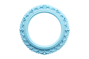 Light Blue Circle Frame Isolated on Transparent Background.