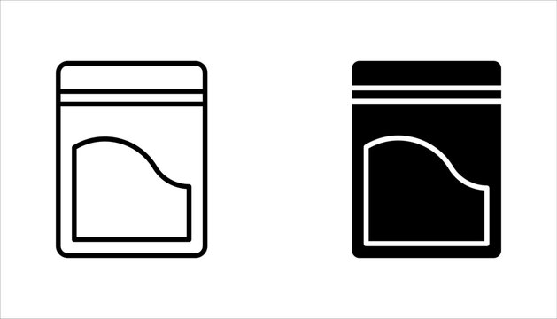 Zip bag icons set. Outline set of vacuum zipper bag, vector illustration on white background