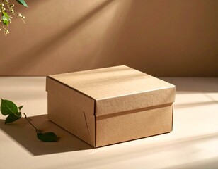 Realistic Eco Packaging Box Mockup with Natural Paper Surface