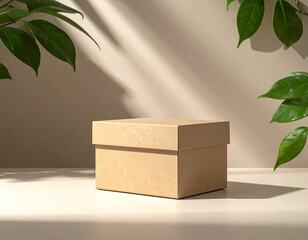 Sustainable Packaging Box Mockup in Recycled Paper Style