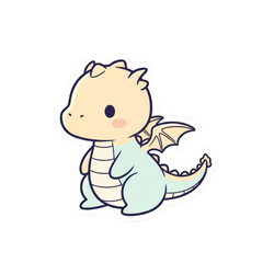 Obraz premium Cute cartoon baby dragon with wings and blush png isolated transparent background illustration