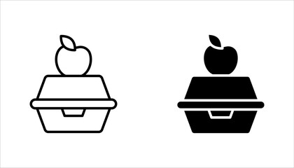 Lunchbox icon set. Fast food. Take away. Plastic box for school or work. vector illustration on white background