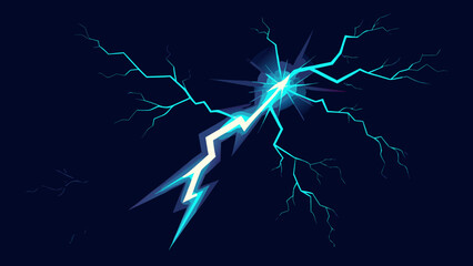 Vibrant blue lightning strike