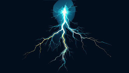 Illuminating blue lightning strike