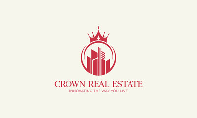 Luxury Real Estate Logo Design &ndash; Crown, House, Roof & Skyline Icon
