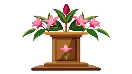 Vibrant flower arrangement in wooden vase