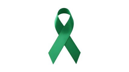 Green Awareness Ribbon for Mental Health Support on Transparent