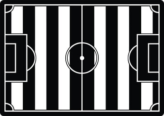 Abstract black and white striped soccer field illustration, a minimalist graphic representation of the competitive football pitch layout. © Vector Expert