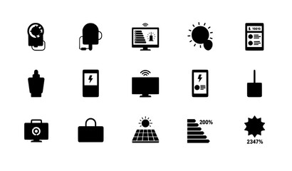 Energy Efficiency and Smart Grid Flat Vector Icon Set