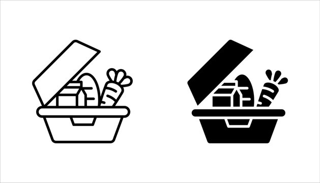 Lunchbox icon set. Fast food. Take away. Plastic box for school or work. vector illustration on white background