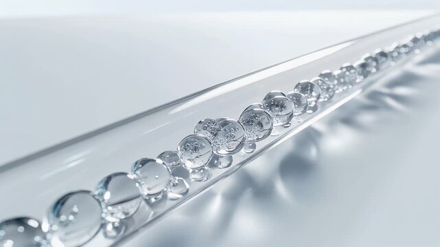 A minimalist macro shot of a microfluidic channel on Page 7 against a clean white background