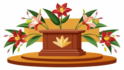 Vibrant flower arrangement on pedestal