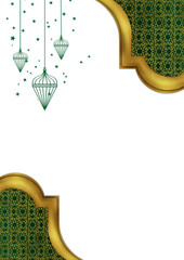 Elegant Islamic Lantern Design frame background 