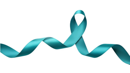 Teal Awareness Ribbon for Ovarian Cancer and PCOS on Transparent