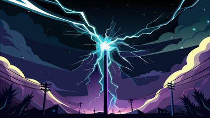 Electric storm over mountain range