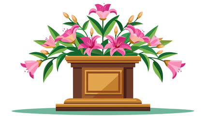 Vibrant flower arrangement in wooden vase