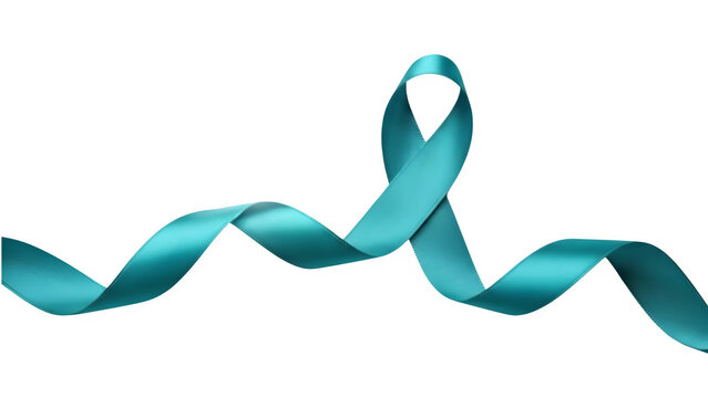 Teal Awareness Ribbon for Ovarian Cancer and PCOS on Transparent