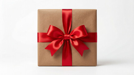 Kraft Gift Box Red Ribbon