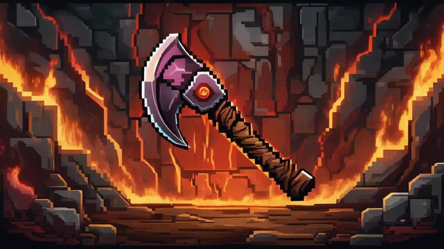 Pixel Art Axe in Fiery Forge.