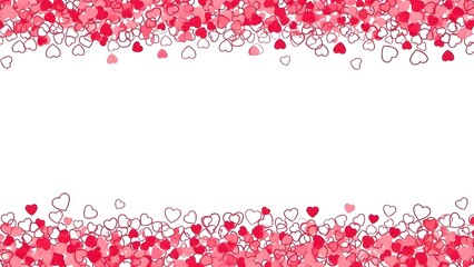 Valentine's Day Hearts Border on White Background