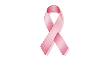 3D Pink Ribbon for Breast Cancer Awareness on Transparent Background