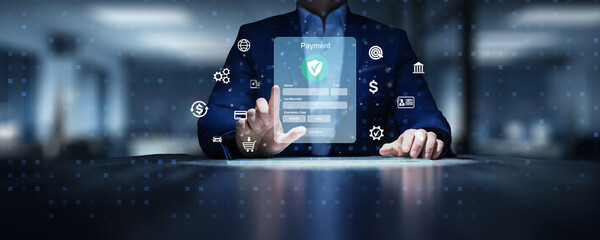 Secure Digital Payment Systems Illustrated Financial technology concept.