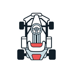 Topdown view of a modern gokart racing vehicle.