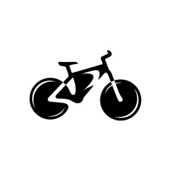 Stylized black bicycle silhouette on a clean white background.