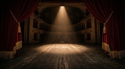 Elegant theatre stage illuminated by spotlight