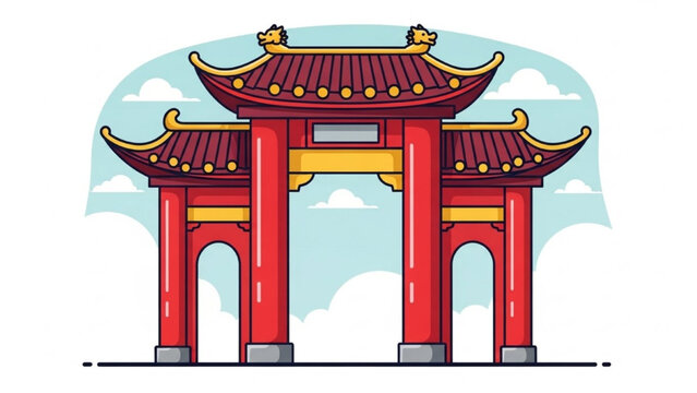 Traditional chinese pagoda gate entrance vector