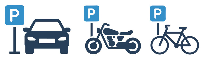 public parking icon for cars bikes © graphixecho