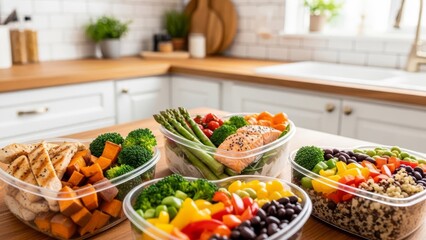 Fresh Vegetables and Ingredients Prepared for Healthy Home Cooking