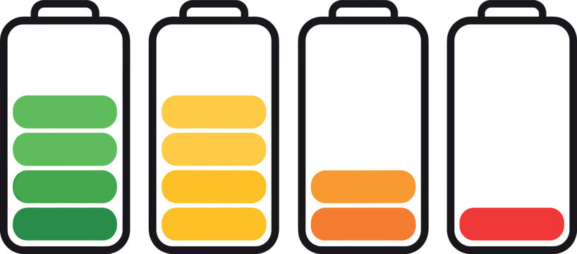 Battery levels charging status icons electric device power indicators page loading progress