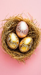 Obraz premium Minimal easter still life background for spring marketing